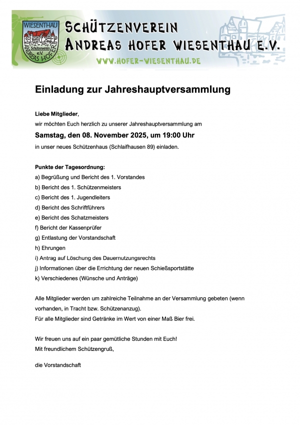 Jahreshauptversammlung 2025